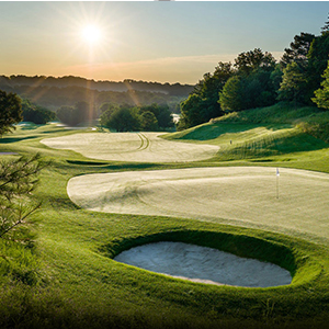 golf course at sunset